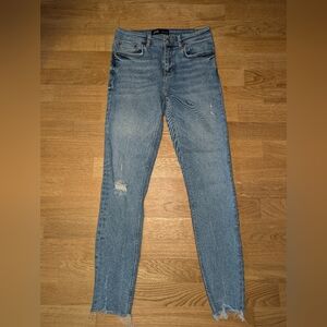 Zara Blue Distressed High Rise Skinny Jeans